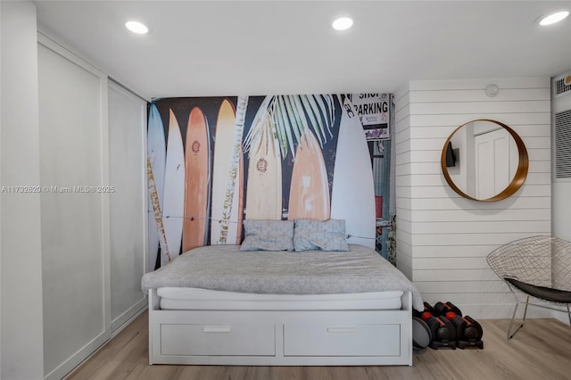 bedroom featuring light hardwood / wood-style flooring