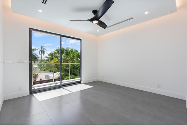 spare room featuring ceiling fan