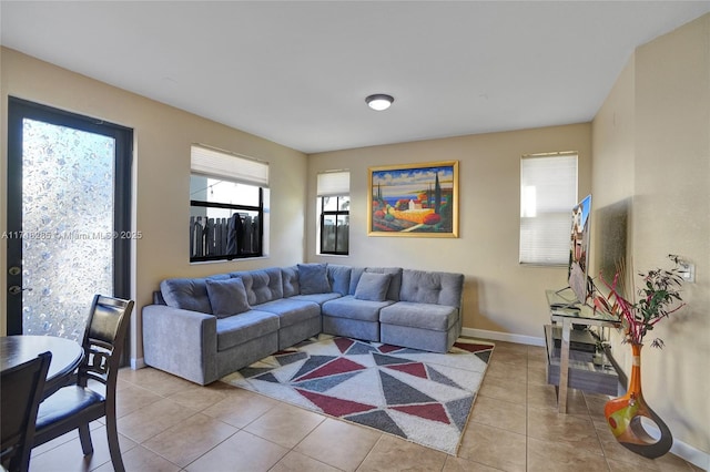 view of tiled living room