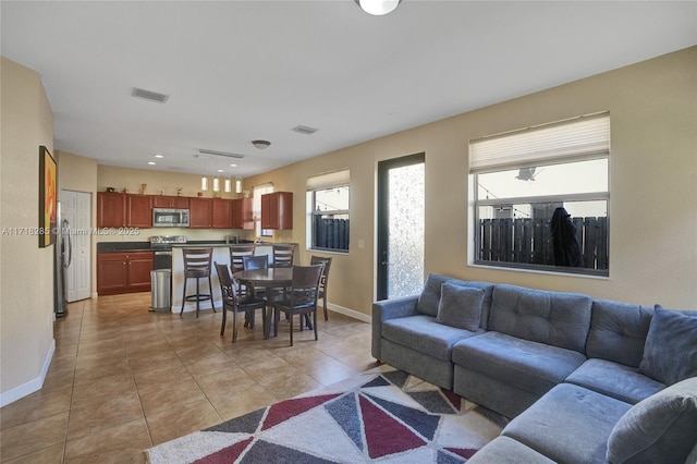 view of tiled living room