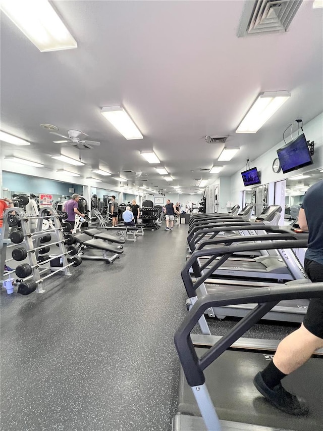 workout area with visible vents