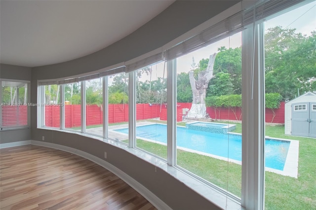 view of unfurnished sunroom