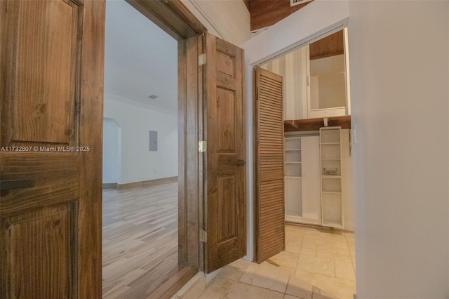 hallway featuring light wood-style flooring