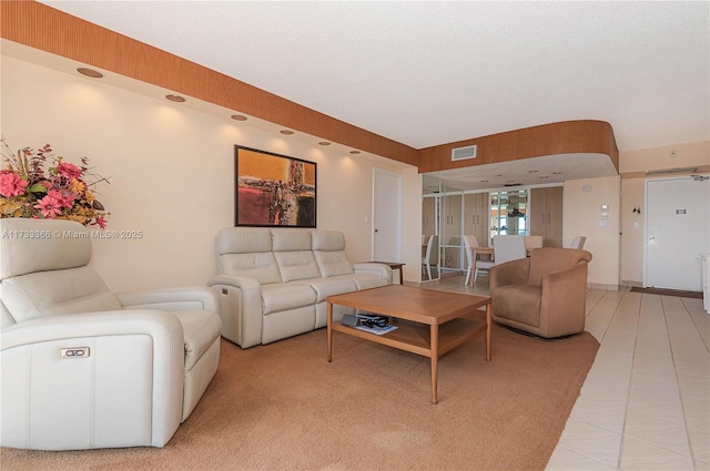 view of tiled living room