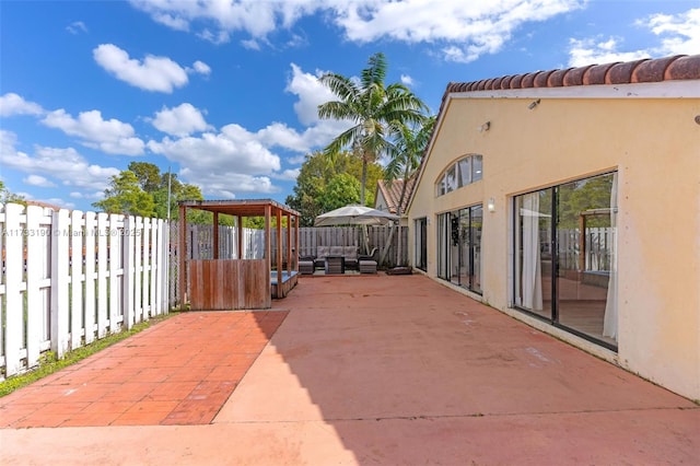 view of patio featuring a fenced backyard