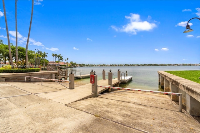 view of dock featuring a water view