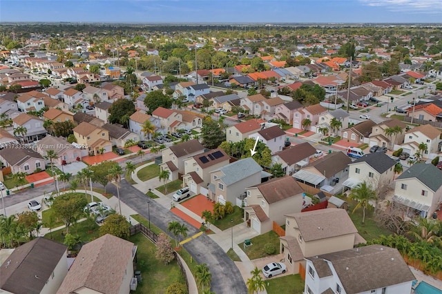 drone / aerial view with a residential view