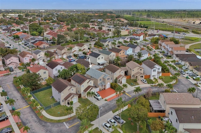 birds eye view of property with a residential view