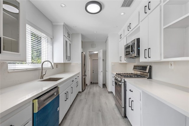 kitchen with white cabinetry and stainless steel appliances