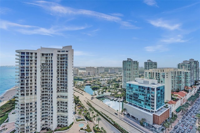 view of city with a water view