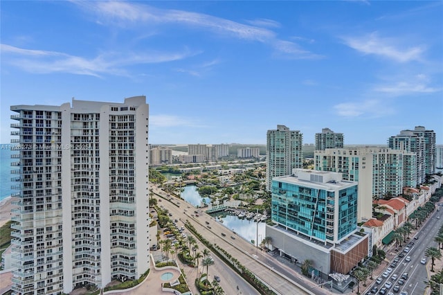 view of city with a water view