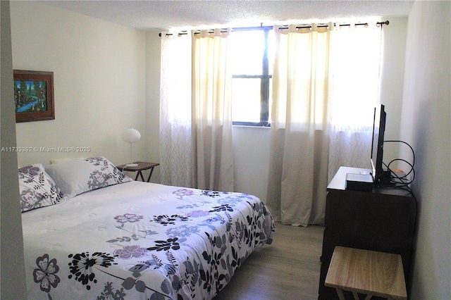 bedroom with multiple windows and hardwood / wood-style floors