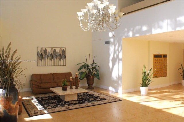 view of tiled living room