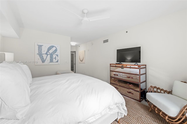 bedroom with carpet floors and ceiling fan