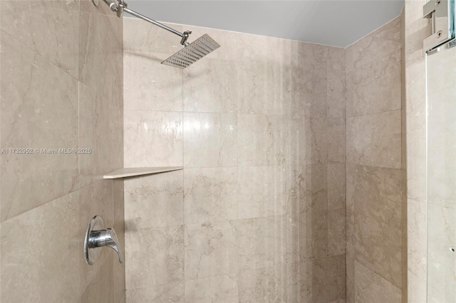 interior details featuring tiled shower