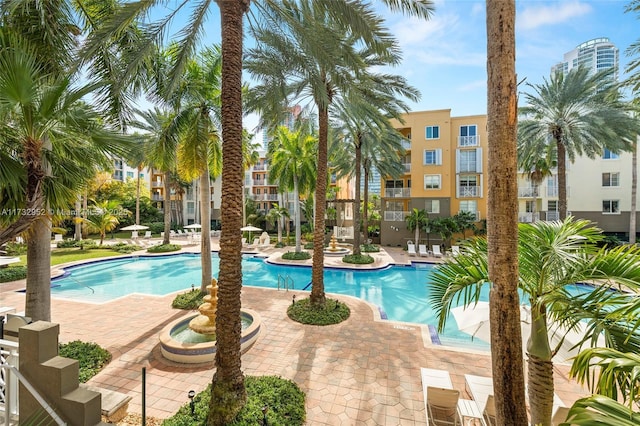 view of pool with a patio area