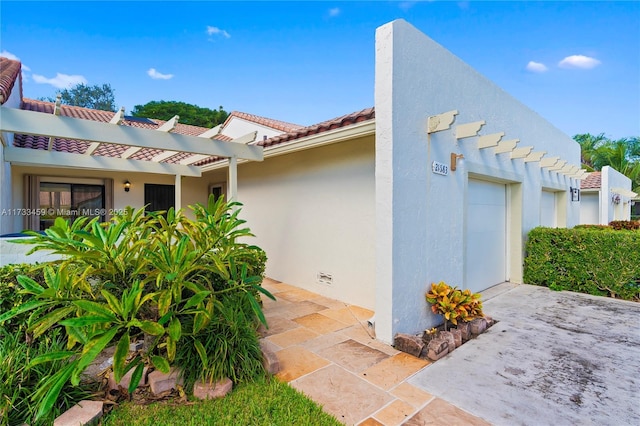 view of home's exterior featuring a garage