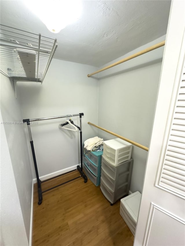 walk in closet featuring hardwood / wood-style flooring