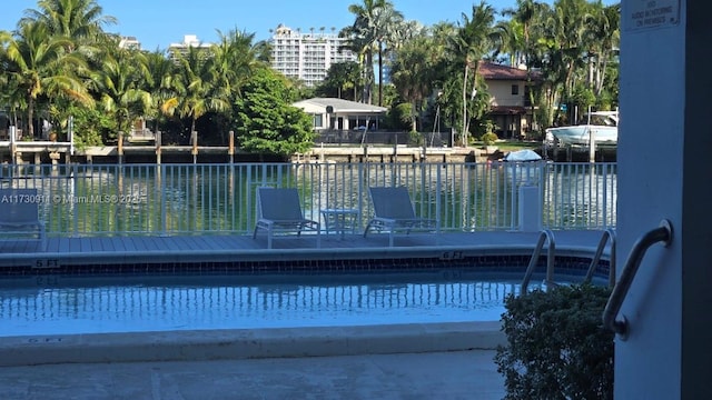 exterior space with a water view