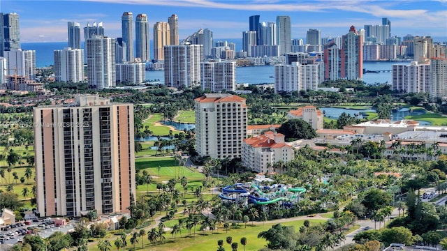 property's view of city with a water view