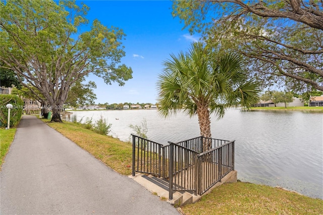 view of dock featuring a water view