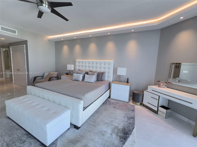17111 Biscayne Blvd Unit 1705, North Miami Beach, FL 33160 - bedroom featuring recessed lighting and a ceiling fan