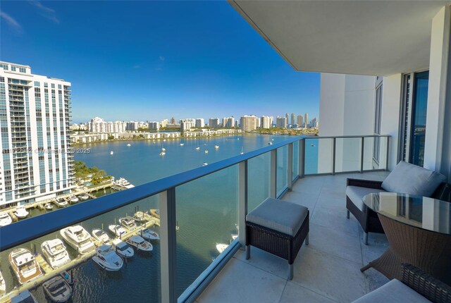 17111 Biscayne Blvd Unit 1705, North Miami Beach, FL 33160 - balcony featuring a water view and a view of city
