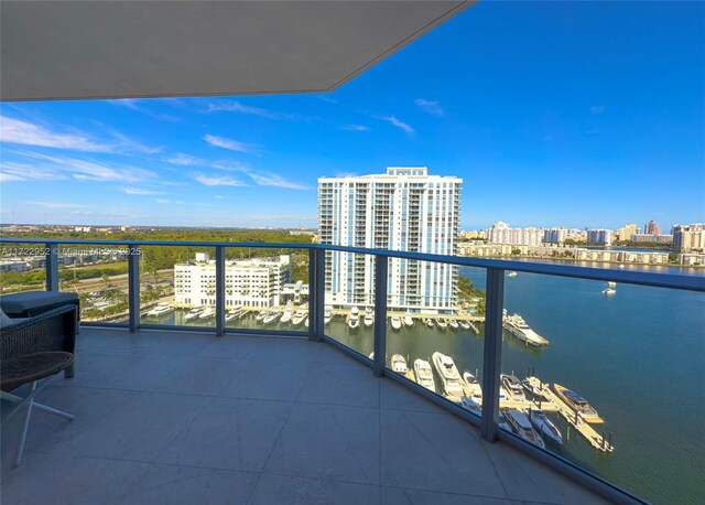 17111 Biscayne Blvd Unit 1705, North Miami Beach, FL 33160 - balcony featuring a water view and a view of city