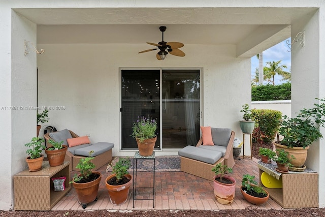 view of patio with ceiling fan