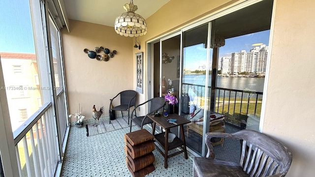 balcony with a water view