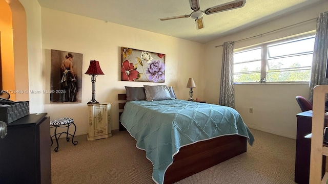 bedroom with carpet floors and ceiling fan