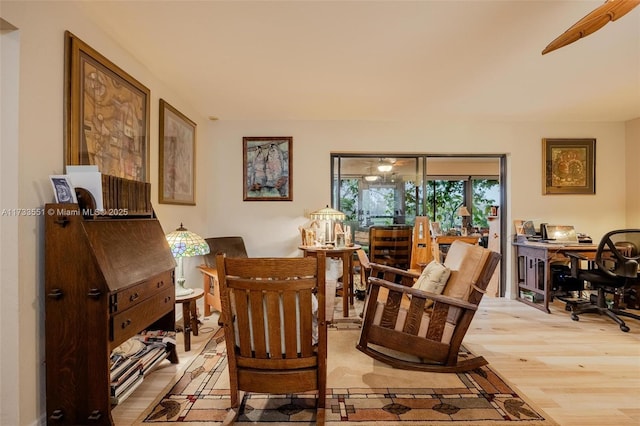 sitting room featuring light hardwood / wood-style floors