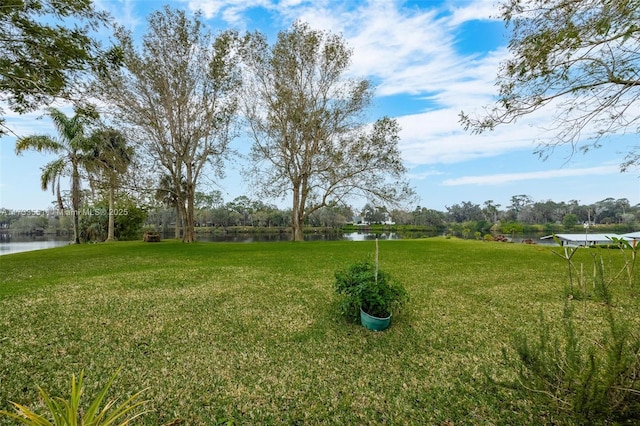 view of yard featuring a water view