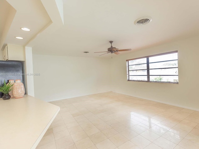 living room featuring ceiling fan