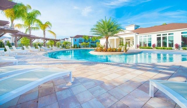 view of pool featuring a patio area