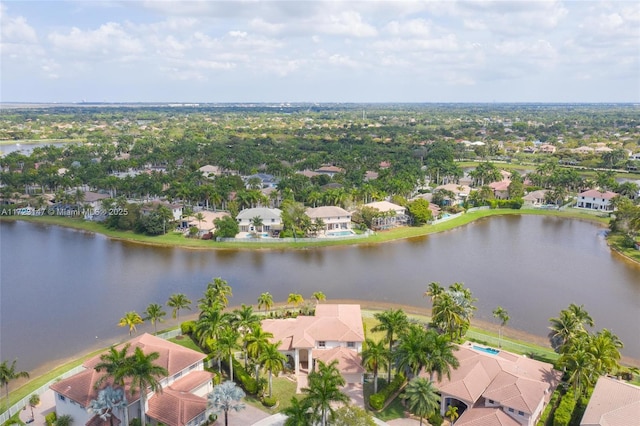 bird's eye view featuring a water view