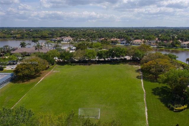 bird's eye view featuring a water view