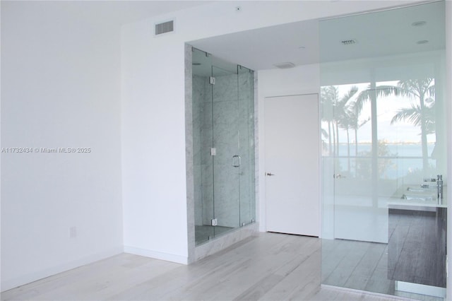 bathroom featuring sink and hardwood / wood-style floors