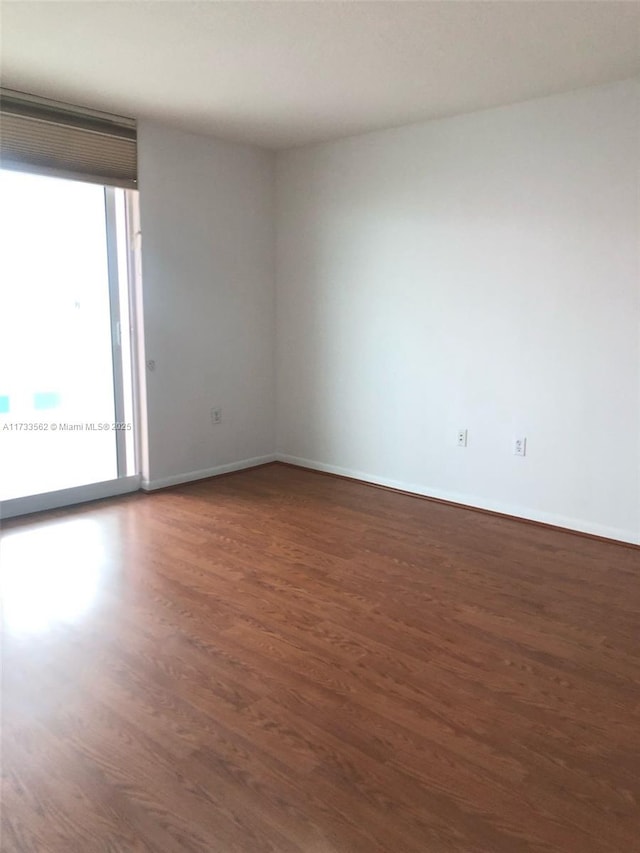 spare room with dark hardwood / wood-style floors