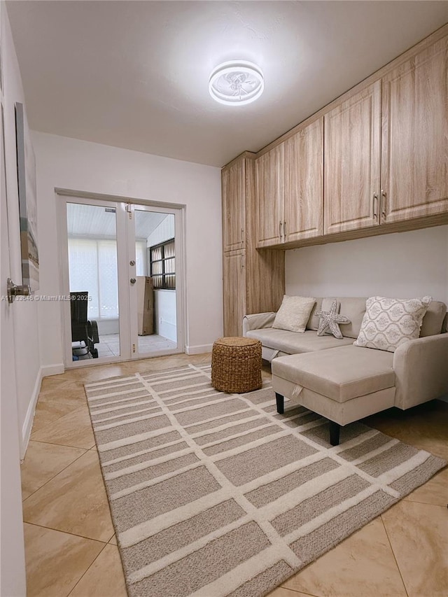 laundry room with french doors