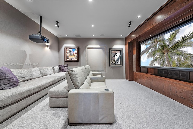 view of carpeted home theater