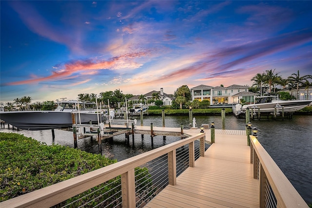 dock area featuring a water view