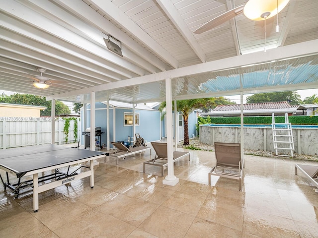 view of patio / terrace featuring grilling area and ceiling fan