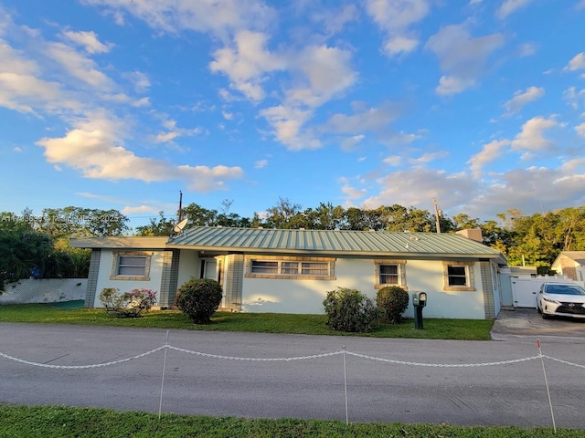 view of single story home