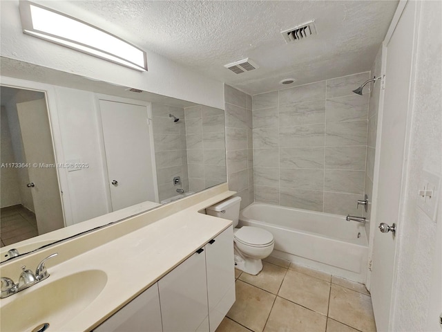 5740 Rock Island Rd Unit 274, Tamarac, FL 33319 - bathroom with visible vents, vanity, toilet, bathing tub / shower combination, and a textured ceiling