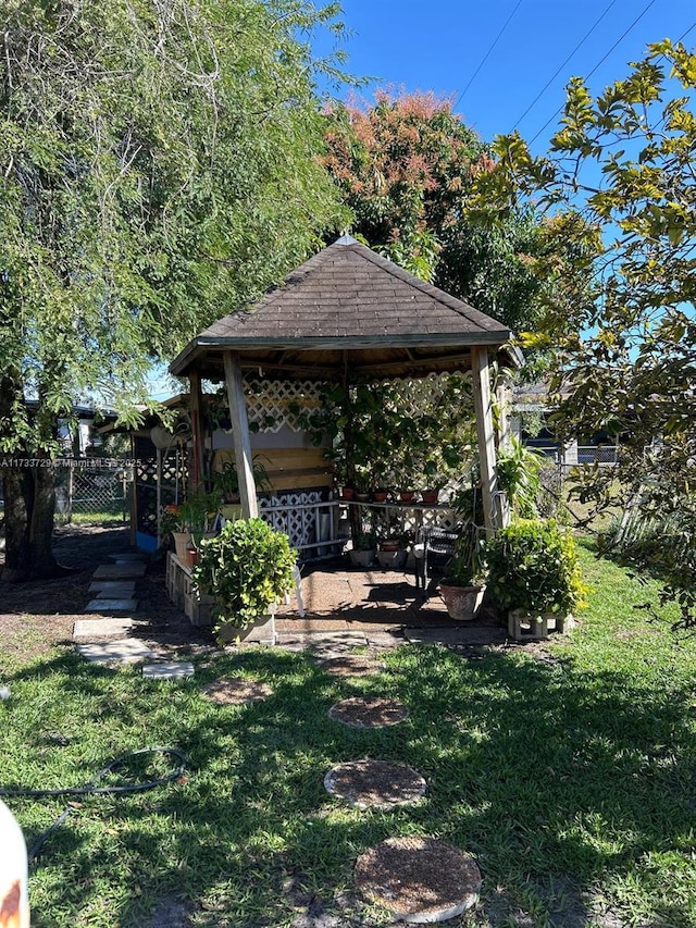 view of yard featuring a gazebo