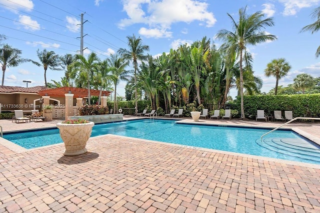 view of pool featuring a patio area