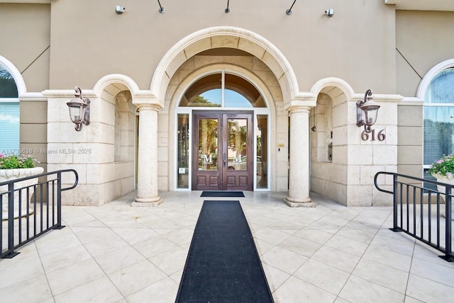 property entrance with french doors