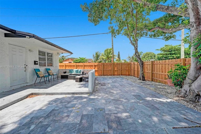 view of patio featuring an outdoor hangout area