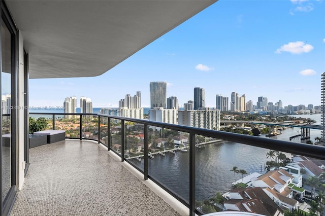 19667 Turnberry Way Unit 20B, Aventura, FL 33180 - balcony featuring a view of skyline and a water view